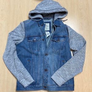NWT HOLLISTER Women’s XL Hooded Twofer Denim Jacket MSRP $90.